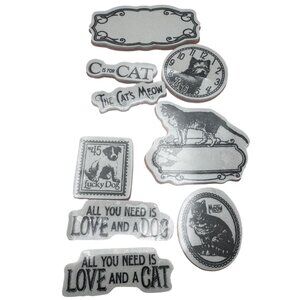 Graphic 45 Raining Cats & Dogs Cling Rubber Stamp Set For Paper Crafting & Card